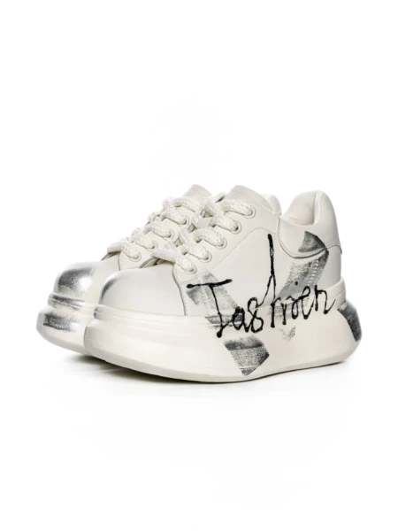 Pantofi Sport Dama din piele naturala 719-3 SILVER | PANTOFUL