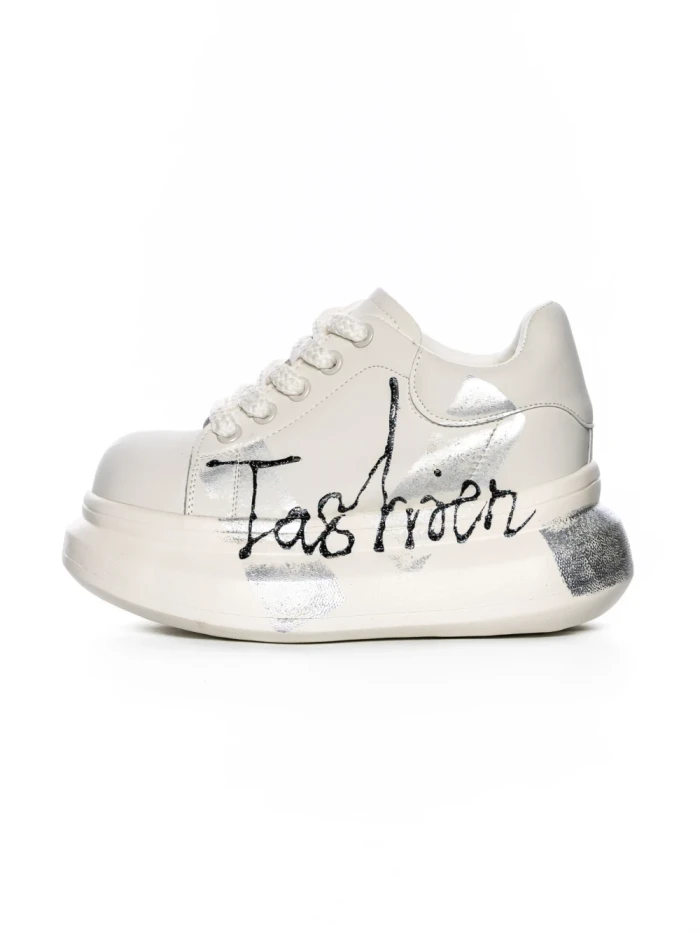 Pantofi Sport Dama din piele naturala 719-3 SILVER | PANTOFUL