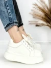 Pantofi Sport Dama din piele naturala 719-1 WHITE | PANTOFUL