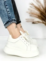 Pantofi Sport Dama din piele naturala 719-1 WHITE | PANTOFUL