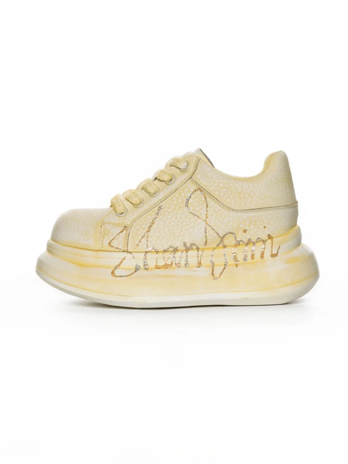 Pantofi Sport Dama din piele naturala 719-2 YELLOW | PANTOFUL