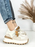 Pantofi Sport Dama din piele naturala 3651-3 BEIGE | PANTOFUL