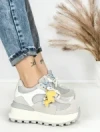 Pantofi Sport Dama din piele naturala 3651-3 GREY | PANTOFUL
