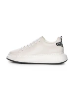 Pantofi Sport Barbati din piele naturala 51191 Alb-Neg... » Pantoful.ro