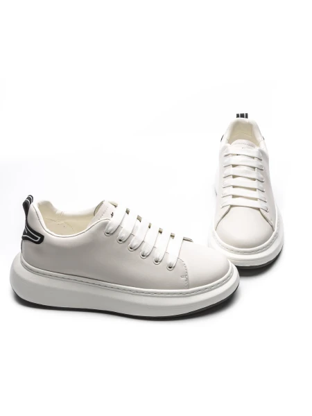 Pantofi Sport Barbati din piele naturala 51191 Alb-Neg... » Pantoful.ro