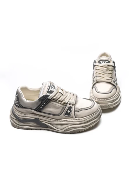 Pantofi Sport Barbati din piele naturala 98512-1 WHITE-GREY | ADVANCER