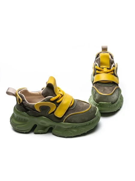 Pantofi Sport Dama din piele naturala HD37872 GREEN-YELLOW | ADVANCER