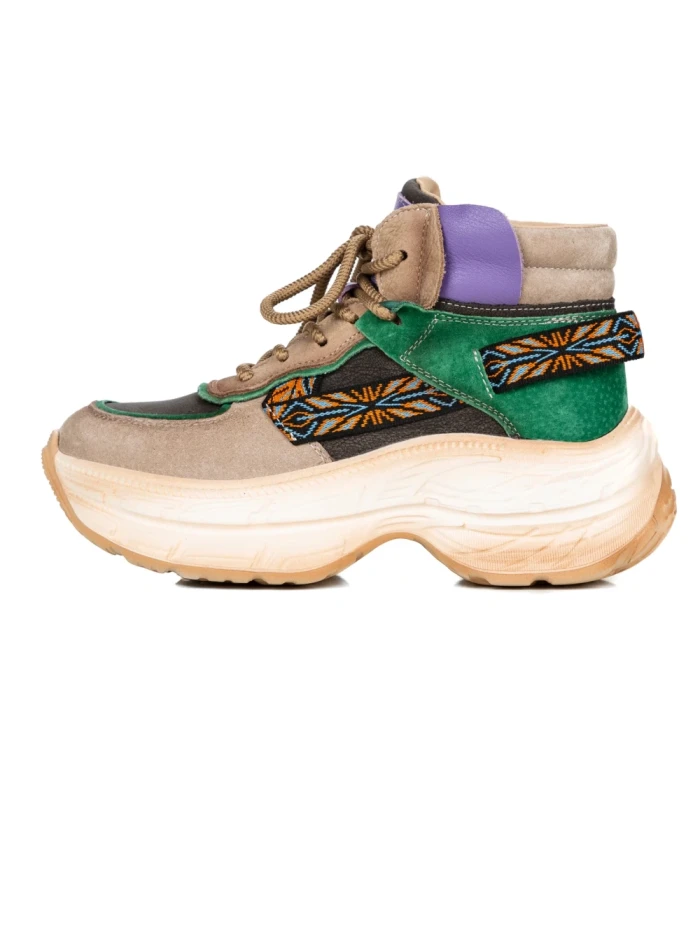 Pantofi Sport Dama din piele naturala HD7672 APRICOT-GREEN | ADVANCER