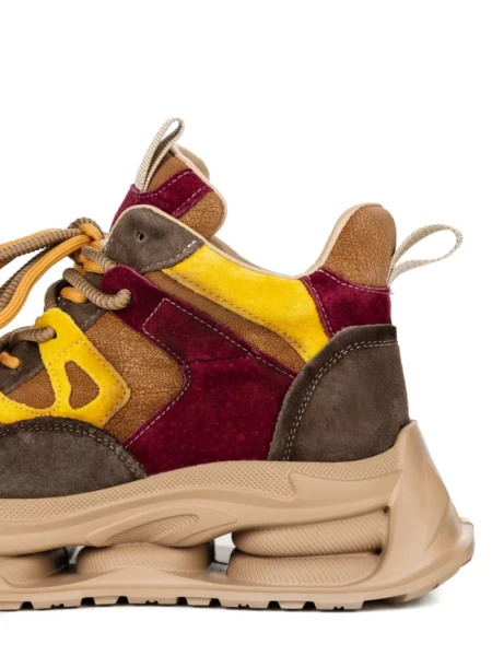 Pantofi Sport Dama din piele naturala H36839 KHAKI-YELLOW | ADVANCER