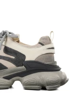 Pantofi Sport Dama din piele naturala Y5786 Crem-Gri |... » Pantoful.Ro