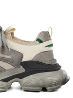 Pantofi Sport Dama din piele naturala Y5786 Crem-Verde... » Pantoful.Ro