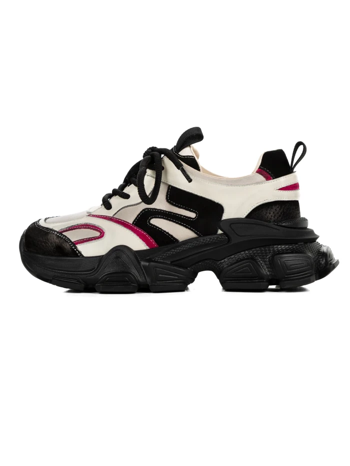 Pantofi Sport Dama din piele naturala Y5786 Crem-Rosu ... » Pantoful.Ro