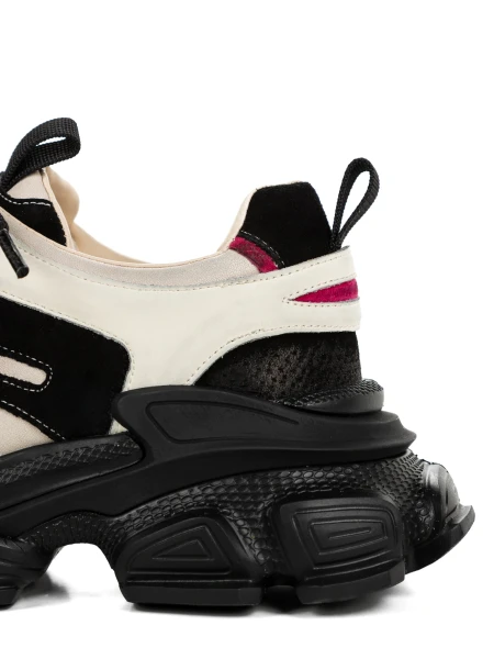 Pantofi Sport Dama din piele naturala Y5786 Crem-Rosu ... » Pantoful.Ro