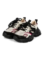 Pantofi Sport Dama din piele naturala Y5786 Crem-Rosu ... » Pantoful.Ro