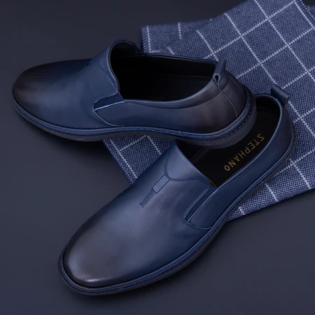 Pantofi Barbati din piele naturala KL60803 Blue » Pantoful.ro